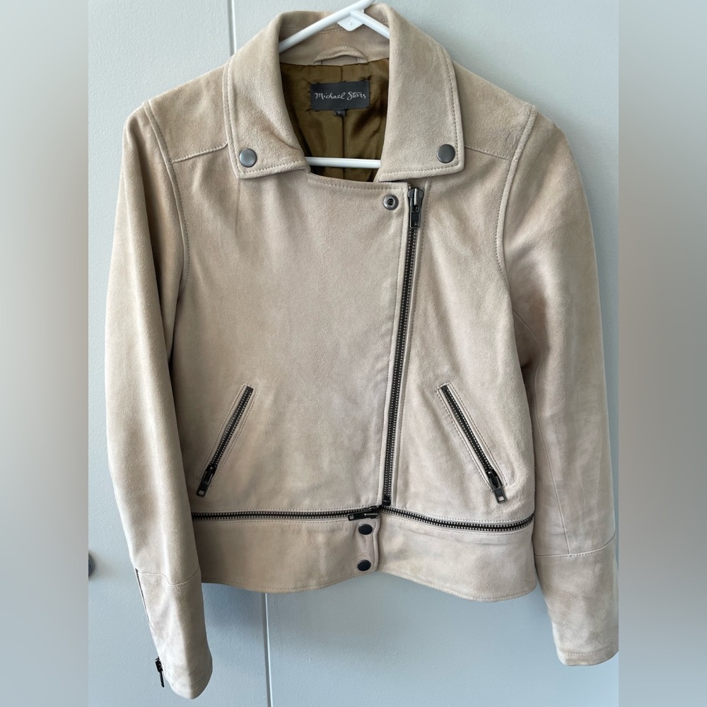 Michael Stars Cream Suede Women's Moto Jacket